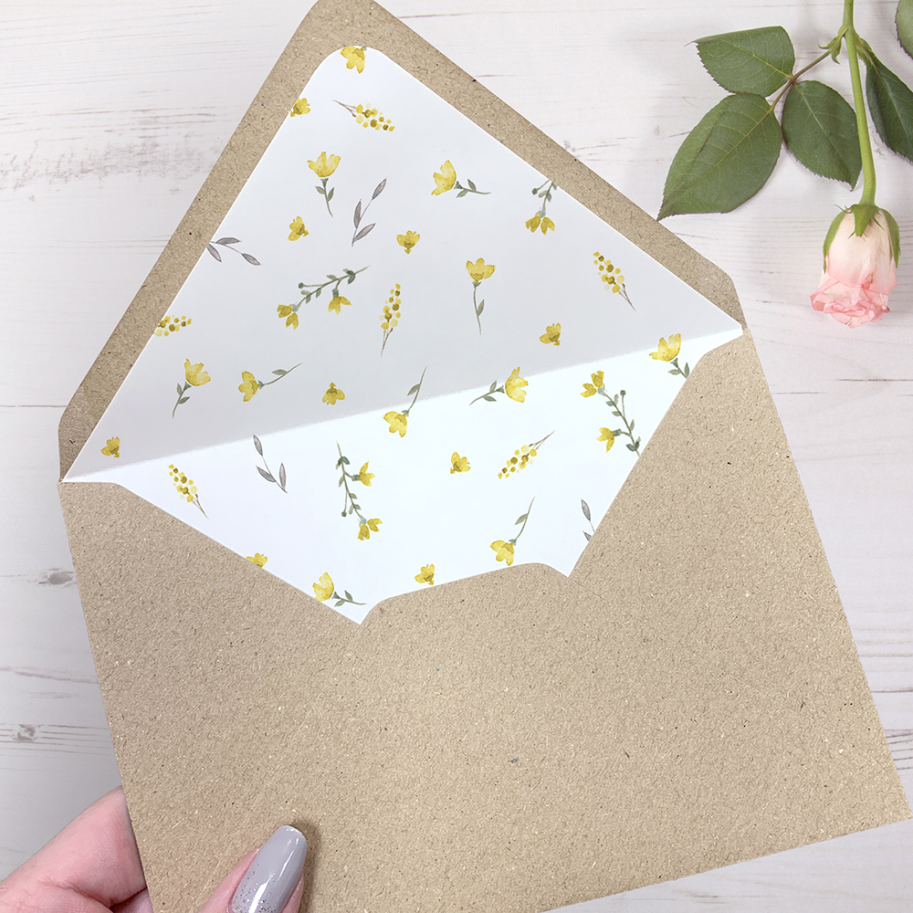 Printed Envelope Liner Sample Yellow Floral C7/6/5 etc